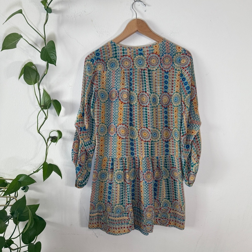 See by Chloe geometric pattern long sleeve silk mini dress - Picture 2 of 9